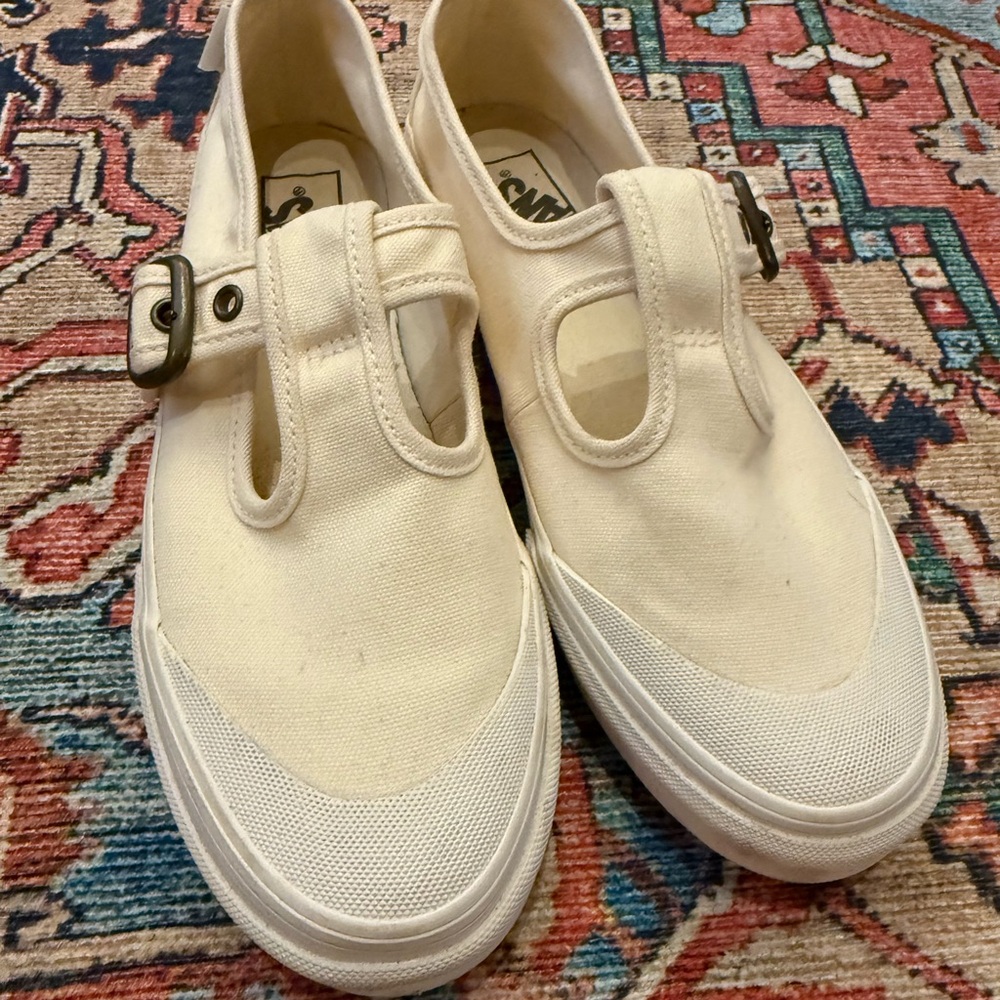 Vans Cream Canvas Mary Jane Sneakers